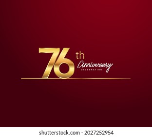 76th anniversary logotype with golden color and underline design isolated on red color. vector anniversary for celebration, invitation card, and greeting card