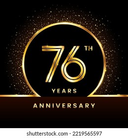 76th Anniversary Logotype. Golden Anniversary template design for celebration event, invitation card, greeting card, flyer, banner, poster, double line logo, vector illustration