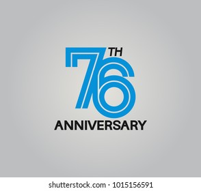 76th anniversary logotype with multiple line style blue color isolated on white background for celebration