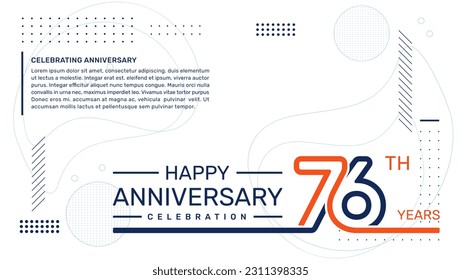 76th anniversary template design with abstract background, vector template