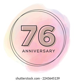 76th anniversary watercolor vector illustration, Beautiful greeting banner poster and Vector festive illustration.