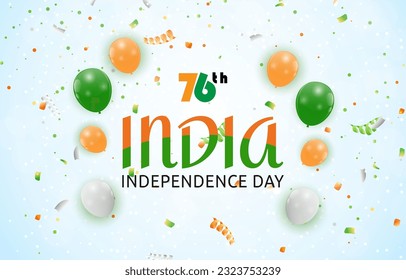 76th of august india independence day banner with orange white and green background design16