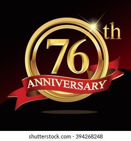 76th golden anniversary logo. with ring and ribbon