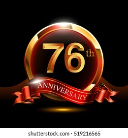 76th golden anniversary logo. with ring and red ribbon