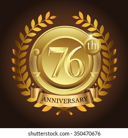 76th golden anniversary wreath ribbon logo