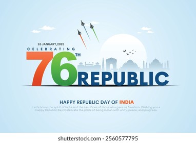 76th Happy Republic Day of India, creative vector background design.