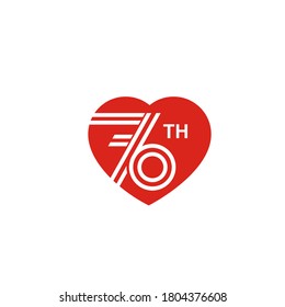 76th hearts design icon vector. 76th anniversary design