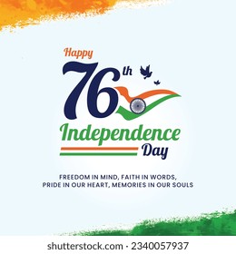 76° Día de la Independencia, 15 de agosto India 2023, plantilla de diseño de vectores