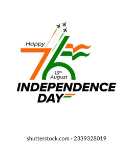 76th Independence Day Celebration of India Typographic design vector illustration