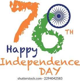 76th Independence Day India. Happy 76th Independence Day. Indian day. Vector illustration.

