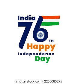 76th India Independence Day logo design with tricolor Indian flaga