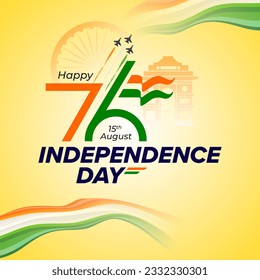 Ilustración de fondo vectorial del 76° Día de la Independencia de la India