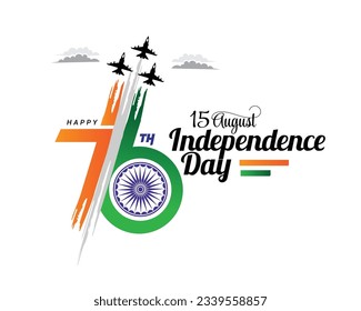 76th Indian independence day logo greeting with seventy six logo 