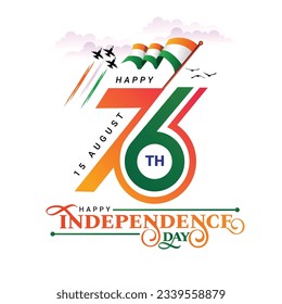 76th Indian independence day logo greeting with seventy six logo 