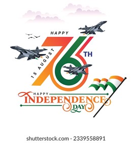 Logo del 76º día de la independencia india saludando con setenta y seis logo 