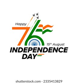 76th Indian Independence Day Typographic design vector illustration - Shutterstock ID 2335413829