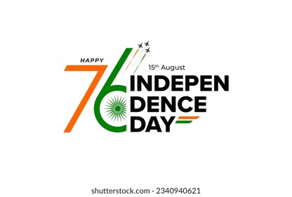 76th Indian Independence Day Typographic design vector illustration