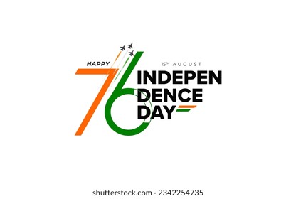 76th Indian Independence Day Typographic design vector illustration