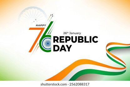 76th Indian Republic Day Celebration Banner Background Template Design