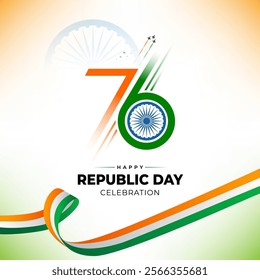 76th Indian Republic Day Celebration Banner Background Template Design