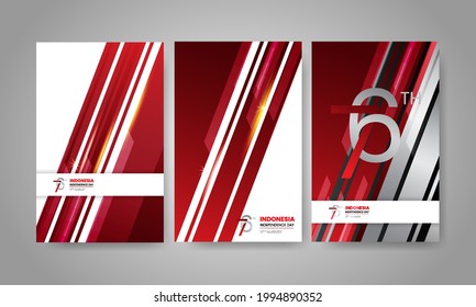 76th Indonesia indepedence day poster template design with abstract red background. 17 August 1945. Vector illustration