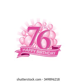 76th Pink Happy Birthday Logo Balloons Stock Vector (Royalty Free ...