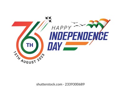 76th Seventy six Indian independence day logo with Indian flag 