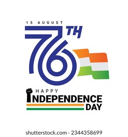 76th seventy six indian independence day logo with indian flag