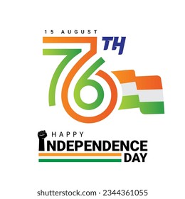 76th seventy six indian independence day logo with indian flag