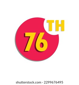 76th  seventy sixth Ordinal number in the circle, counting anniversary typography letter icon vector symbol logo illustration line editable stroke flat design style isolated on white