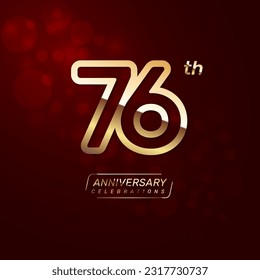 Diseño del logo del 76º aniversario con un concepto de doble línea en color oro