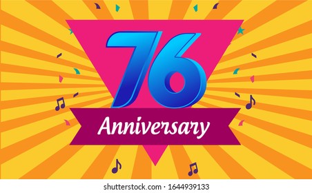 76th years anniversary celebration emblem. vector illustration template design for web, flyers, poster, greeting & invitation card