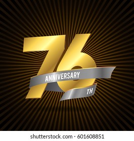 76th Years golden Anniversary Celebration Design. vector logo template