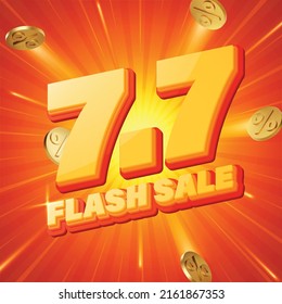 7.7 3D flash sale banner template design for web or social media.