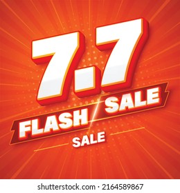 7.7 3D flash sale banner template design for web or social media.