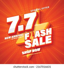 7.7 3D flash sale banner template design for web or social media.