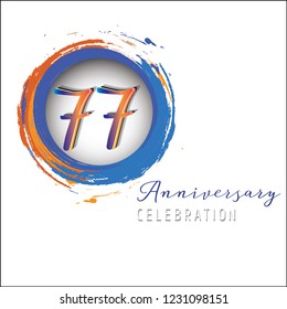 77 Anniversary Logo light orange blue