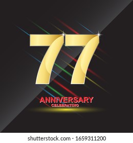 Plantilla vectorial de logotipo de 77 años. Diseño para banner, tarjetas de felicitación o impresión