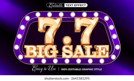 7.7 big sale editable text effect, lettering typography font style