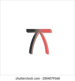 77 roter schwarzer Buchstabe, Vektorgrafik-Logo-Design