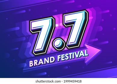 7.7 Brand Festival. Futuristic  text speech marketing banner design. Vector illustration