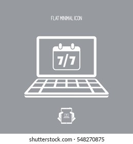 7/7 computer service full time - Vector flat icon