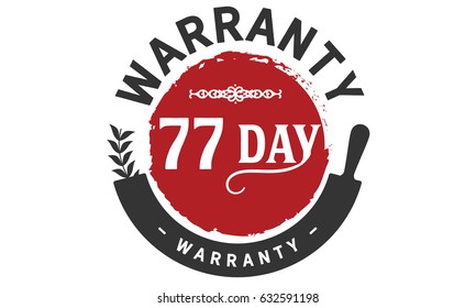 77 days black and red warranty label icon vector 