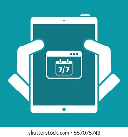 7/7 days computer service full time - Vector flat icon