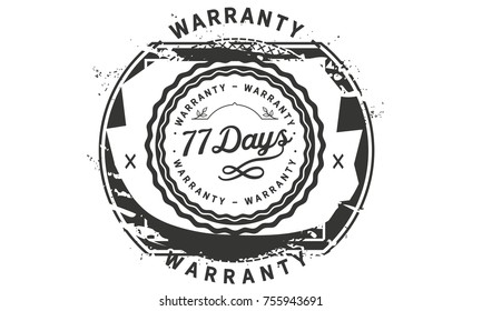 77 days warranty icon vintage rubber stamp guarantee