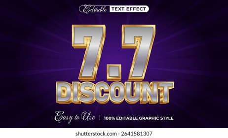 7.7 discount editable text effect, lettering typography font style
