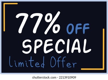 77% Discount Limited Special Offer vector art illustration in purple background color and fantastic font with attractive color combination