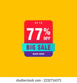 77 discount, Sales Vector badges for Labels, , Stickers, Banners, Tags, Web Stickers, New offer. Discount origami sign banner 