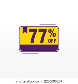 77 descuento, distintivos de vectores de venta para etiquetas, , pegatinas, banners, etiquetas, etiquetas, etiquetas web, nueva oferta. Banner de signo de origami de descuento 