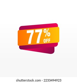 77 descuento, distintivos de vectores de venta para etiquetas, , pegatinas, banners, etiquetas, etiquetas, etiquetas web, nueva oferta. Banner de signo de origami de descuento 
